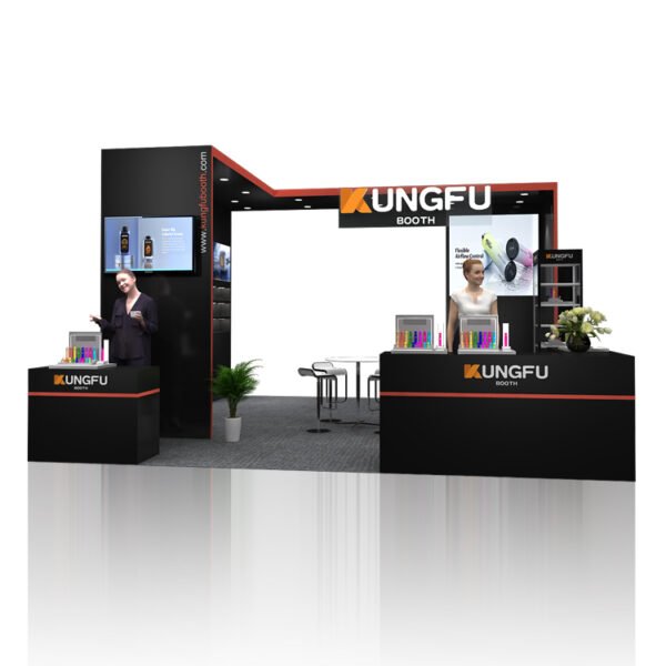 Kungfu Booth 30mins Quick Build 25m² Lego System Wooden Vape Show Exhibition Booth Custom Display Stand Booth - Image 2