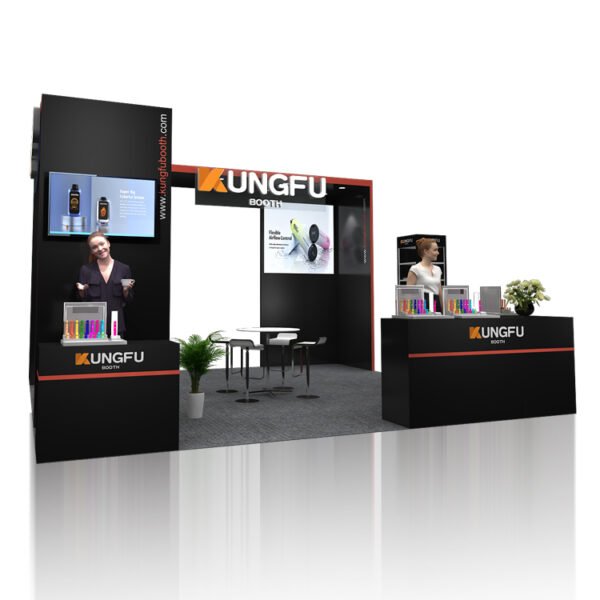 Kungfu Booth 30mins Quick Build 25m² Lego System Wooden Vape Show Exhibition Booth Custom Display Stand Booth - Image 3