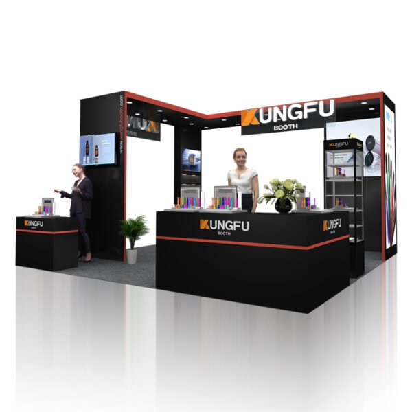Kungfu Booth 30mins Quick Build 25m² Lego System Wooden Vape Show Exhibition Booth Custom Display Stand Booth