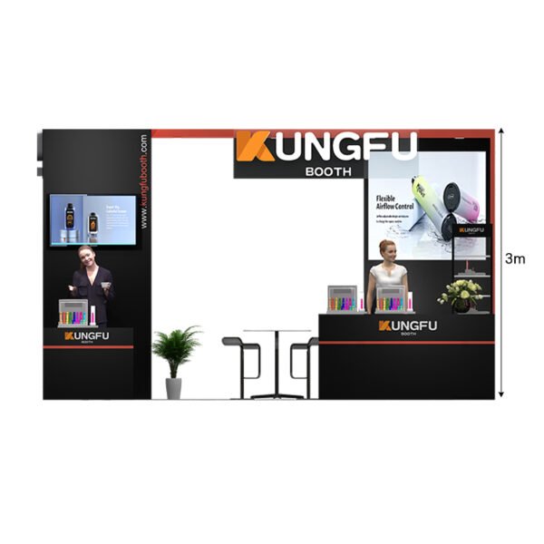 Kungfu Booth 30mins Quick Build 25m² Lego System Wooden Vape Show Exhibition Booth Custom Display Stand Booth - Image 4